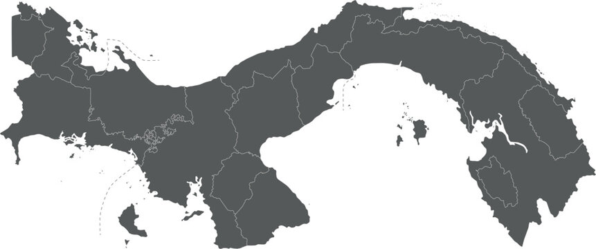 Vector blank map of Panama with provinces, indigenous regions and administrative divisions. Editable and clearly labeled layers.