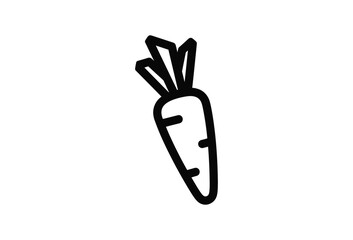 Simple black line drawing of a carrot