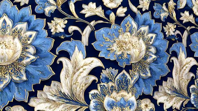 Floral Pattern on Luxurious Fabric Design.