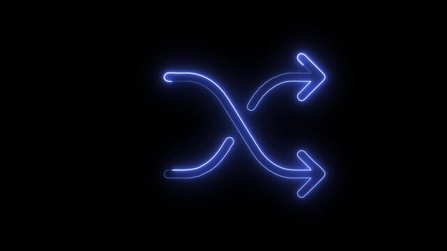 Glowing Neon Shuffle Icon Isolated on Black Background. HD Video Motion Graphic Animation