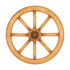Obraz premium PNG Vintage wooden wagon wheel illustration.
