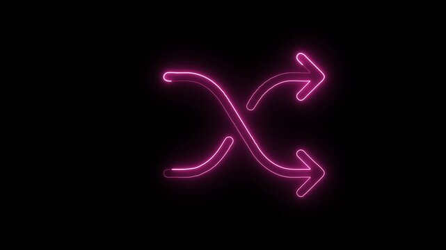 Glowing Neon Shuffle Icon Isolated on Black Background. HD Video Motion Graphic Animation