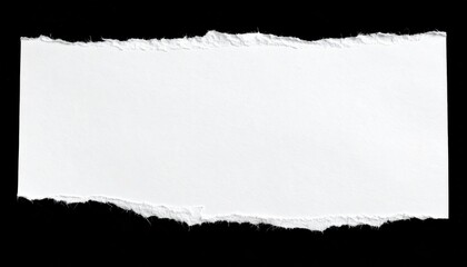 A torn white paper strip against a black background, showcasing raw edges and contrasting colors