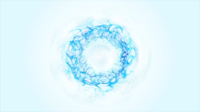 4K Animated Flaming Ring with Particle Effects and Starry Background. Logo Frame, Shifting Blue Rainbow Eye Aura, Energy Circle, Flaming Cosmic Gateway for Business and Technology.