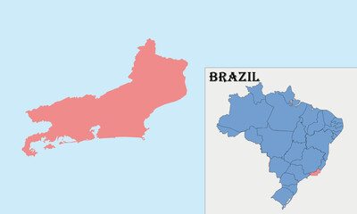 Obraz premium Rio de Janeiro State Map Illustration, Southeast Brazil.Rio de Janeiro Brazil Map Vector with Administrative BoundariesIdeal for educational materials, infographics, presentations, geographic analysis