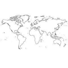 Fototapeta premium World map outline with continents and countries