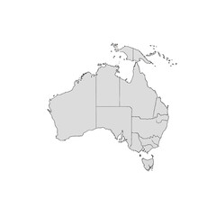 Fototapeta premium Map of Australia showing states and territories in gray