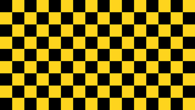 Yellow and black checkerboard pattern background, taxi and racing style.