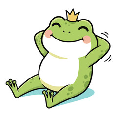 Naklejka premium Happy Frog Cartoon Vector Cute Smiling Frog Character Sitting on Lily Pad Adorable Kawaii Animal Illustration Flat Design Isolated on White Background Kids Friendly Mascot Clipart silhouette vector