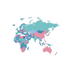 Obraz premium Vibrant world map with colorful countries on white background