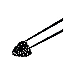 Chopsticks Picking Up Sticky Rice Clump Silhouette