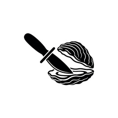 Oyster Knife Prying Open Shell Silhouette