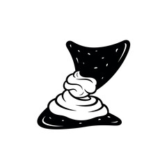 Nacho Chip Scooping Thick Dip Silhouette Vector