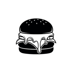 Cheeseburger with Melting Cheese Silhouette Icon