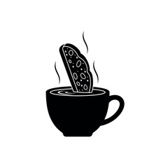 Biscotti Slice Dipping into Coffee Mug Silhouette
