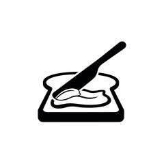 Knife Spreading Butter on Toast Slice Silhouette