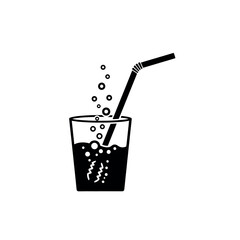 Drinking Straw Stirring Fizzy Beverage Silhouette