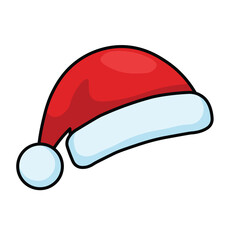 Red Santa Hat Christmas Flat Vector Icon