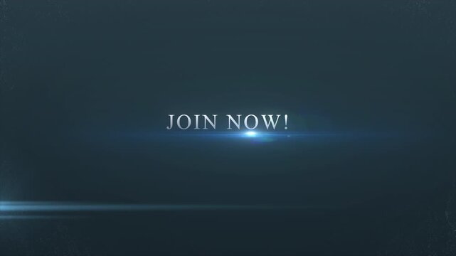 Glowing JOIN NOW! text on dark background
