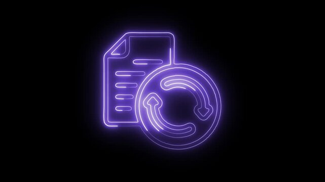 Glowing Neon Update Icon Isolated on Black Background. HD Video Motion Graphic Animation