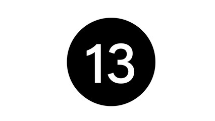 Black circle with number thirteen inside