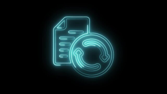 Glowing Neon Update Icon Isolated on Black Background. HD Video Motion Graphic Animation