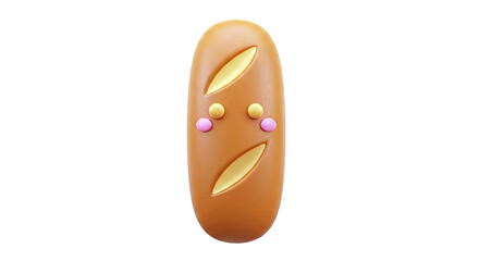 Fototapeta premium Cute Cartoon Baguette with Smiling Face