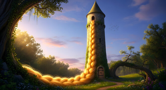 Rapunzel tower concept with copyspace