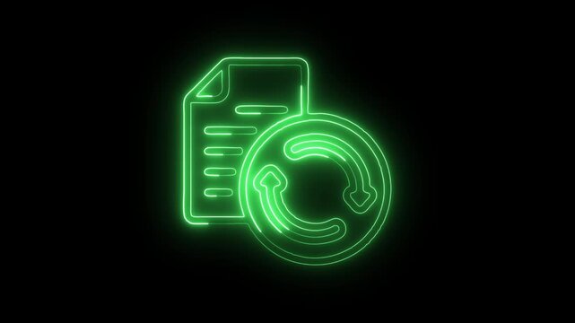 Glowing Neon Update Icon Isolated on Black Background. HD Video Motion Graphic Animation