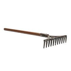 Garden rake with wooden handle