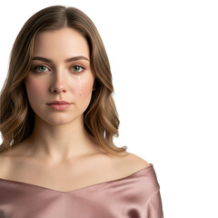 Fototapeta premium Sad woman with tear on cheek