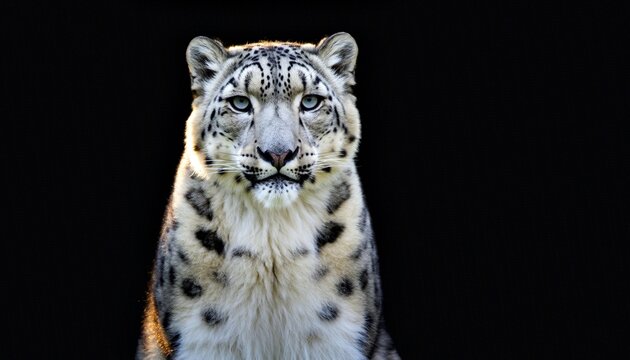Majestic Snow Leopard Portrait with Piercing Blue Eyes