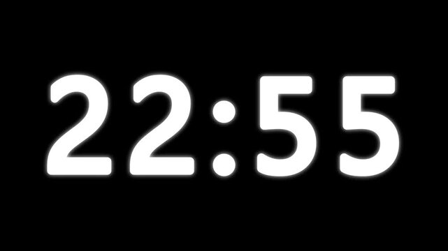 25 minute stopwatch. 25 Minute countdown animation on black background.