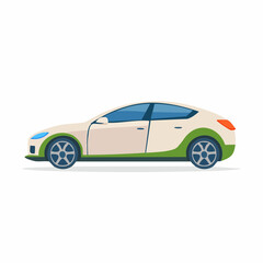 Fototapeta premium Illustration of a modern car with green accents and sleek design.