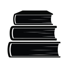 Stack of three books with black and white color