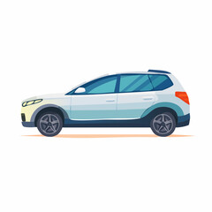 Fototapeta premium White SUV car illustration with blue accents and orange taillight.