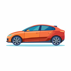 Fototapeta premium Vibrant Orange Car Illustration with Clean Design.