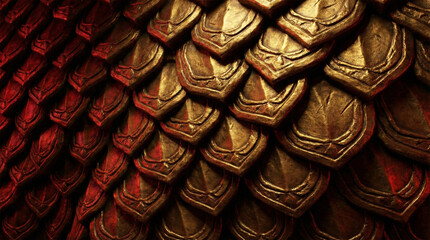 Realistic Golden Dragon Scales Texture Background
