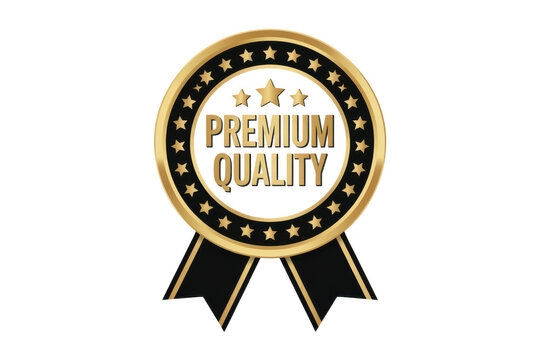Premium Quality Seal with Ribbons and Stars, Elegant Badge of Excellence