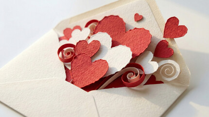 Romantic Paper Cut Hearts Pop-up Envelope with Love Note