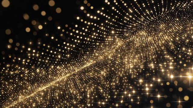 Golden particle wave dots seamless loop　黄金に波打つドットパーティクルのループ　シームレスループ動画