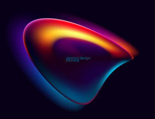 Liquid 3D colorful shape. Abstract spiral glass lines. Iridescent design element.