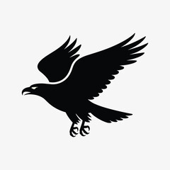 Obraz premium Black silhouette of an eagle in flight with wings spread and talons extended bird flying