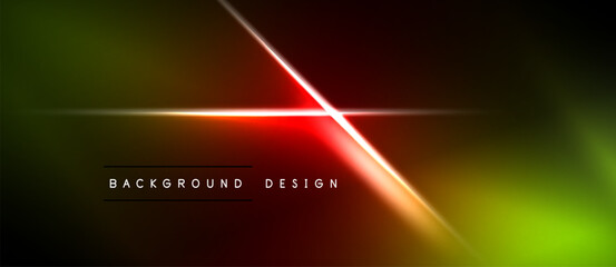 Abstract gradient background. Red neon lines intersect, creating dynamic visual effect. Dark shades dominate composition.