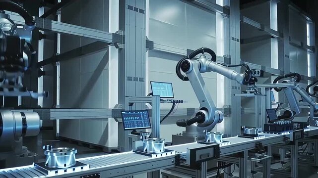 Futuristic Industry 4.0 Smart Factory with Advanced Automation Systems