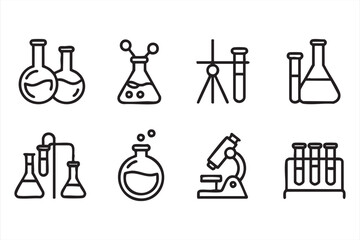 Laboratory experiment thin line icons for education
