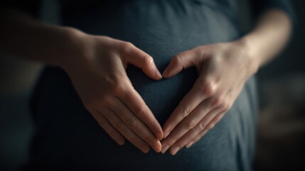 Pregnant Woman Forming Heart Shape with Hands on Belly