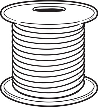 Wire Spool Reel Black and White Line Art Illustration
