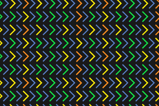 An energetic composition of geometric fragments. Zig-zags and right-angled bars in a rhythmic repeat. Inspired by early MTV-era motion graphics. Flat, vibrant, and high-contrast.