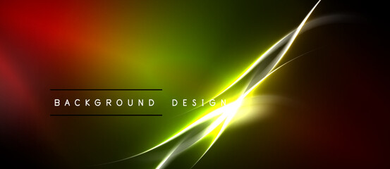 Naklejka premium Abstract background features vibrant color gradients, glowing lines, dynamic curves. Modern design element for digital projects.